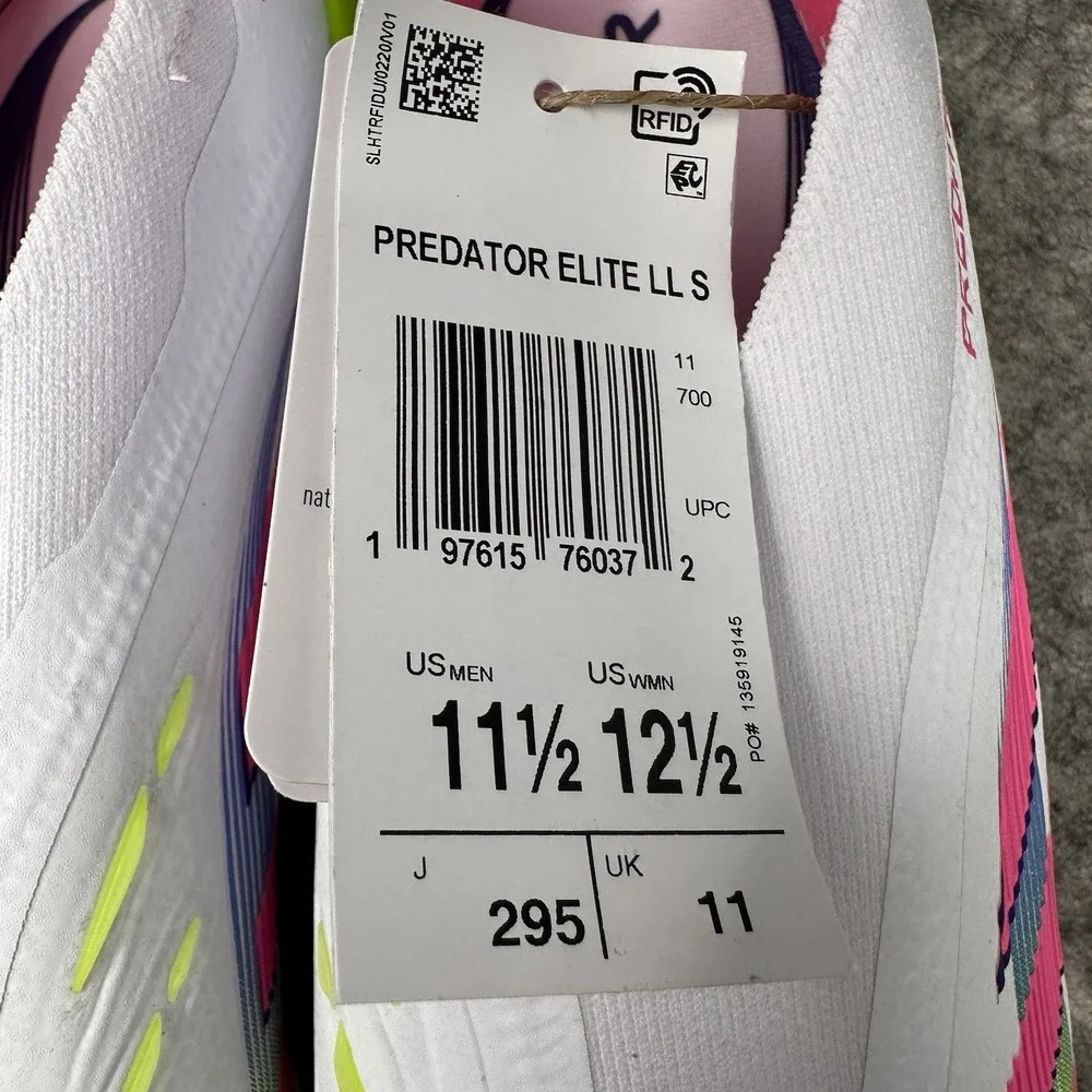 Adidas Predator Elite LL SG Soccer Cleats Mens 11.5 White Pink Celestial Victory